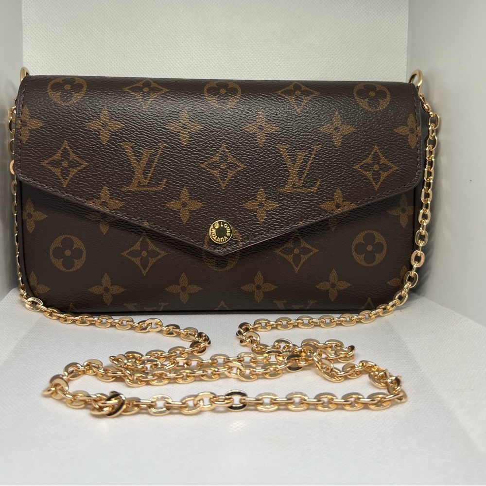 Louis Vuitton Brown Monogram Crossbody with Gold Chain